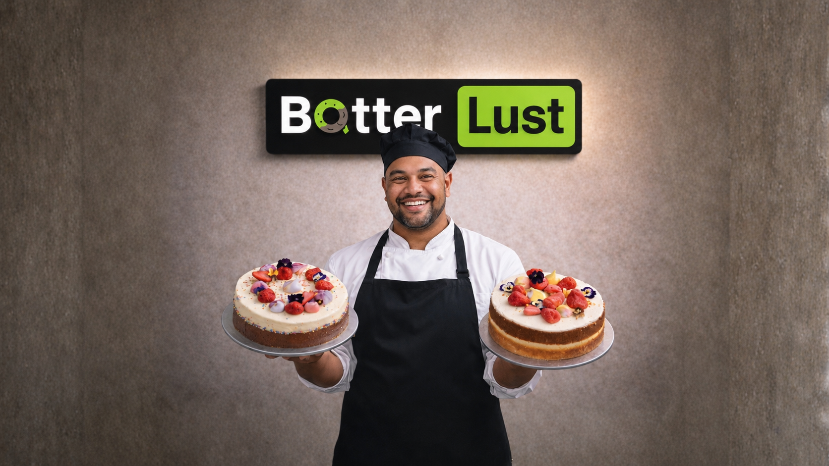 Baker presenting handcrafted celebration cakes at Batter Lust in Auckland